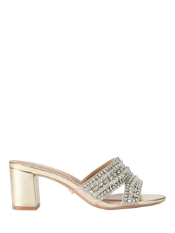 Carvela Pageant Embellished Block Heel Sandals, Gold, Gold