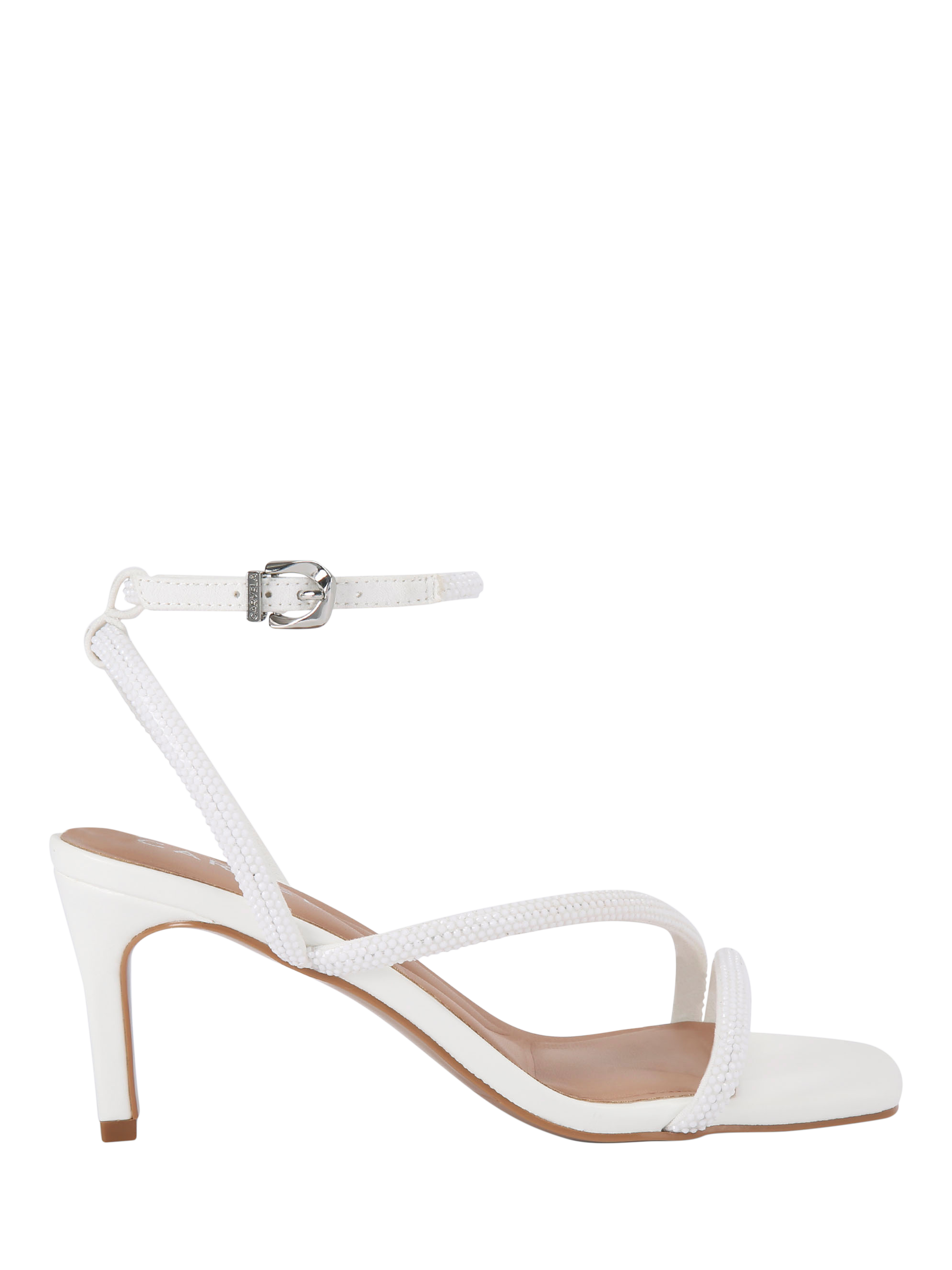 Product image 1 of 5, which shows Carvela Paparazzi Embellished Strappy Heel Sandals, White, 3