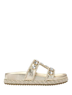 Carvela Sorella Jewel Embellished Metallic Flatform Sandals, Gold, Gold