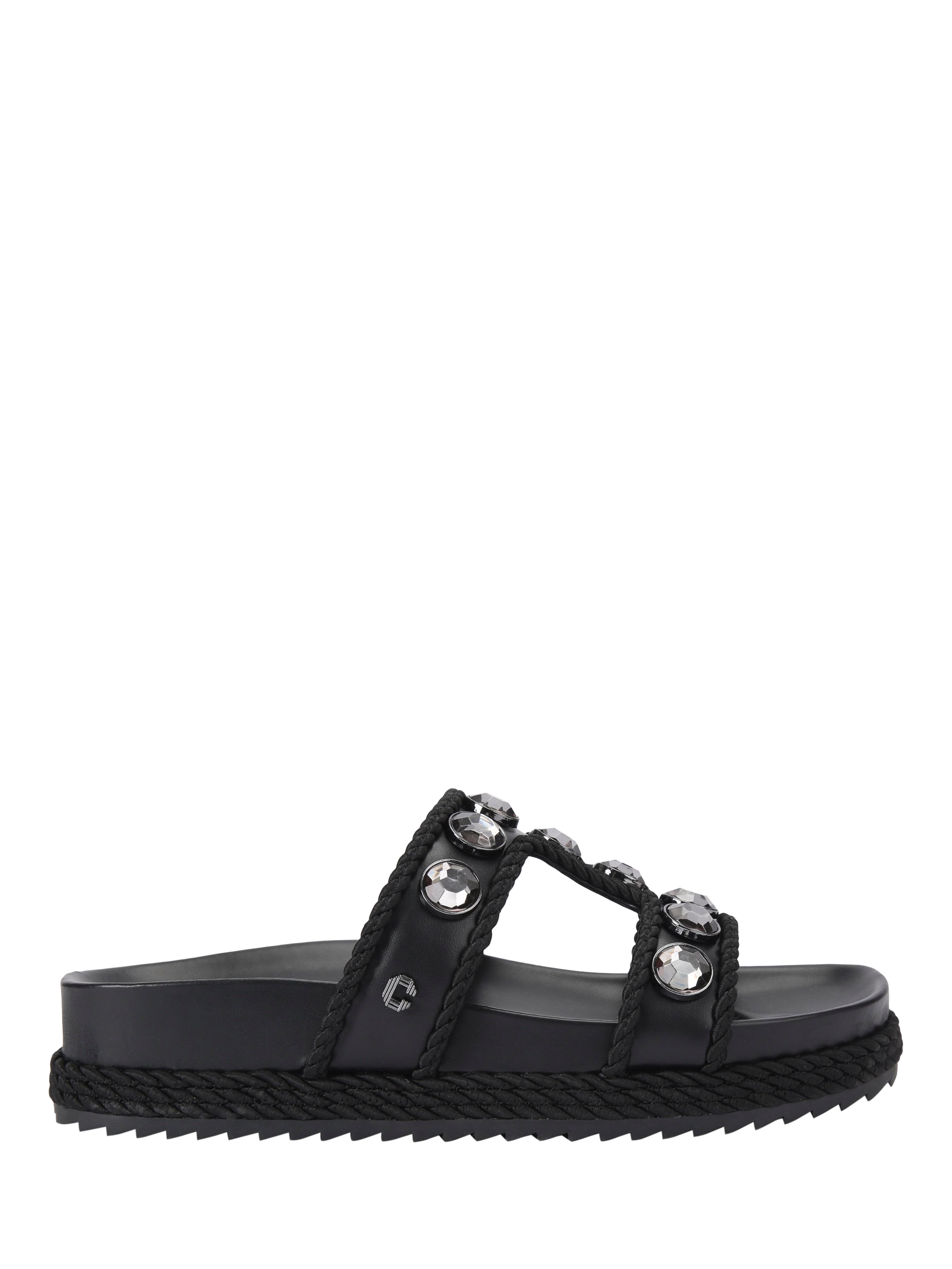 Product image 1 of 4, which shows Carvela Sorella Jewel Embellished Flatform Sandals, Black, 3