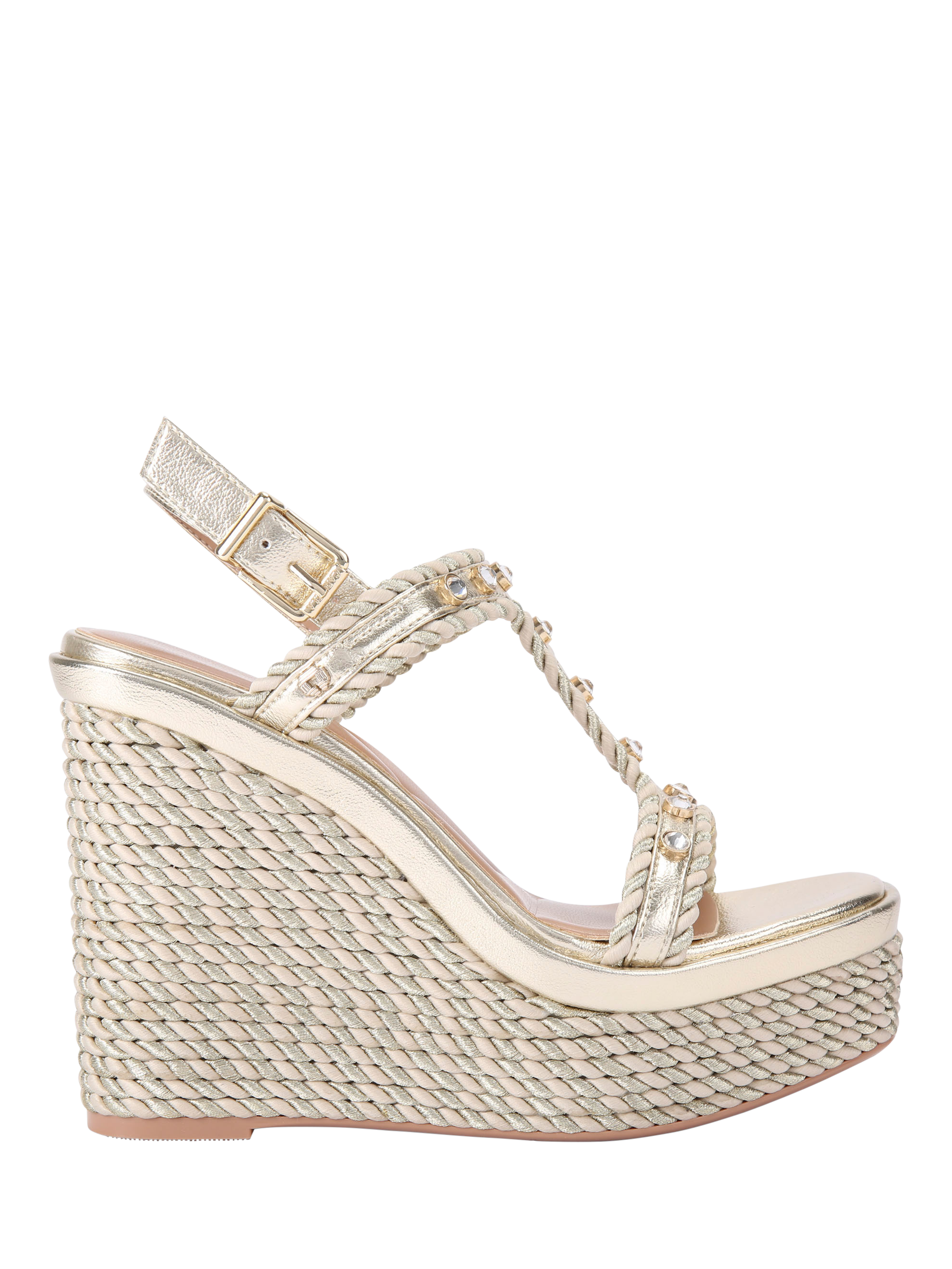 Product image 1 of 4, which shows Carvela Sorella Wedge Heel Sandals, Gold, 3
