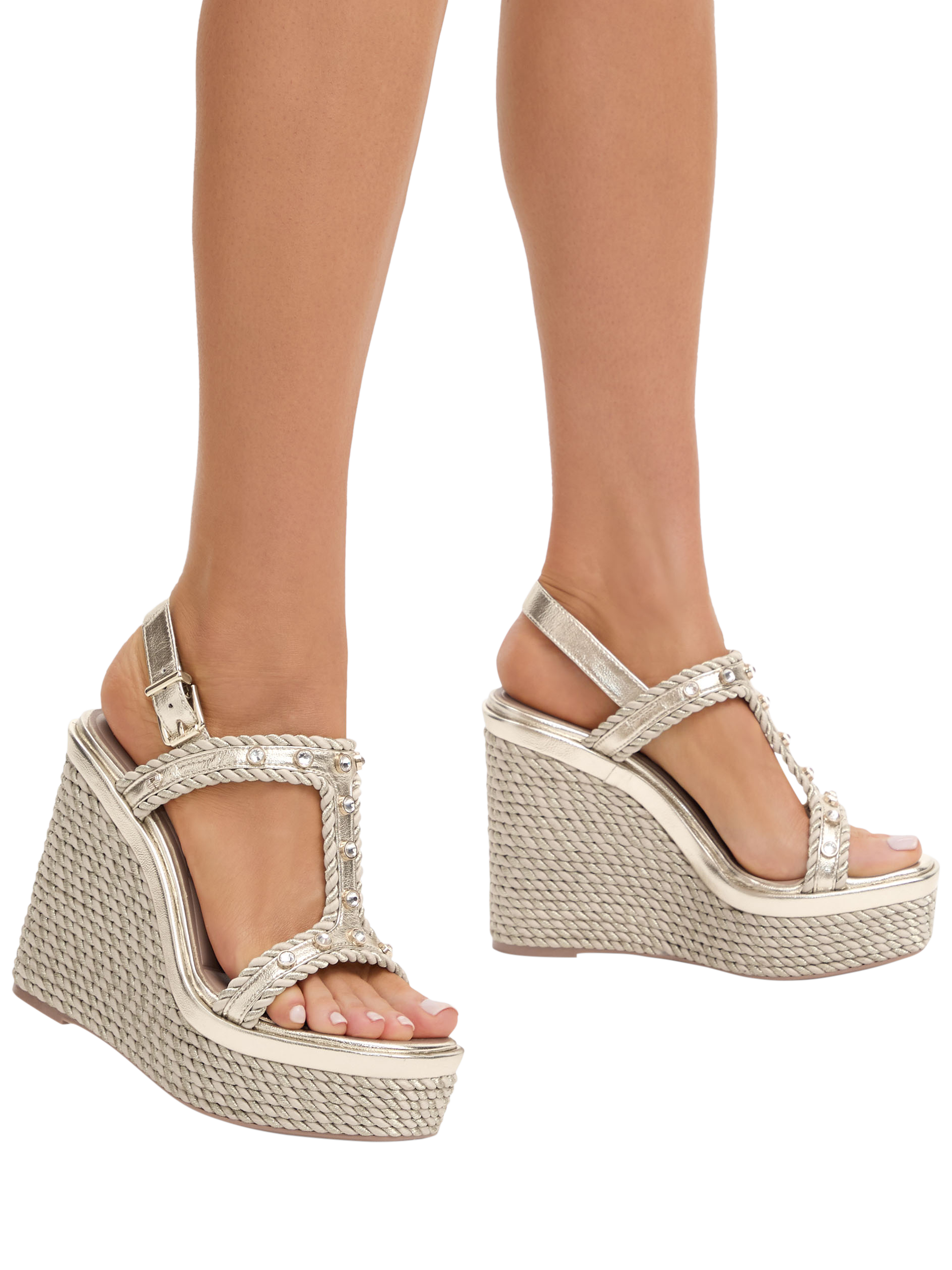 Product image 2 of 4, which shows Carvela Sorella Wedge Heel Sandals, Gold, 3