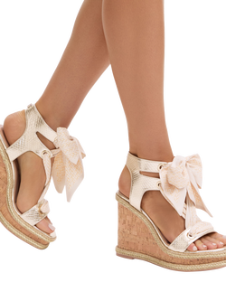 Carvela Sorrento Scarf Wedge Sandals, Gold/Multi - view 2, Gold/Multi