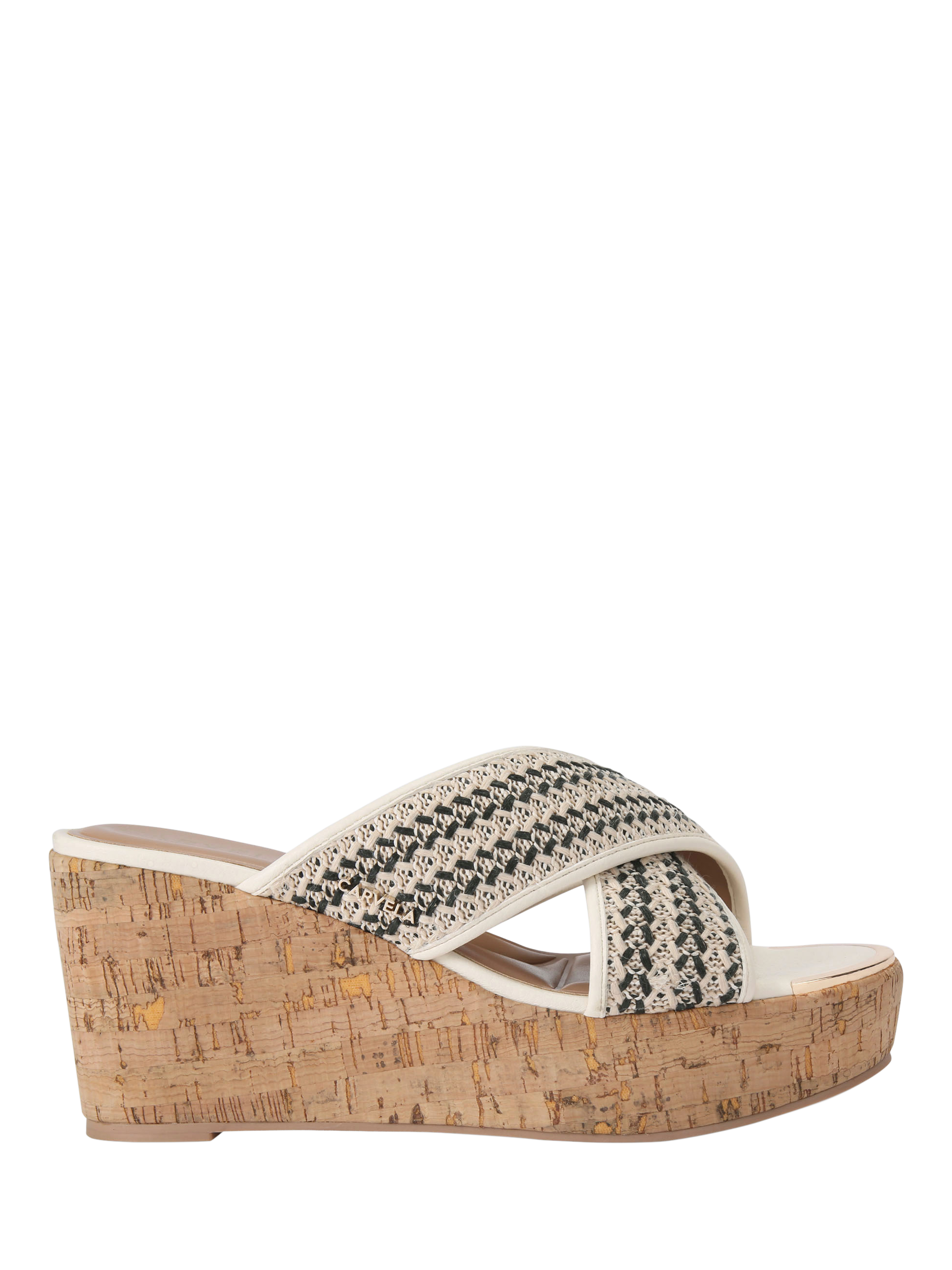 Carvela Sorrento Woven Crossover Wedge Heeled Sandals, Natural/Multi