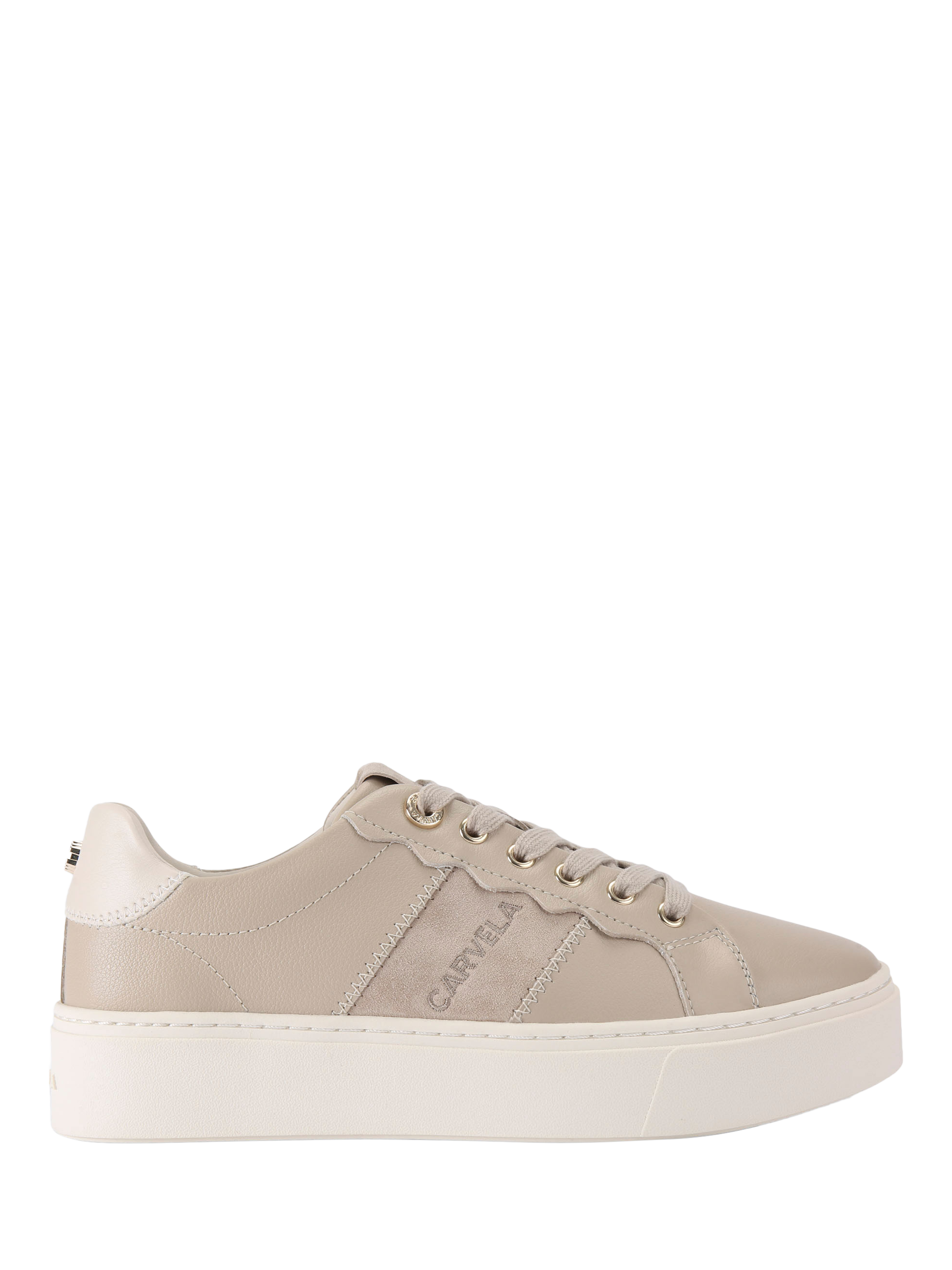 Carvela Castella Leather Blend Lace Up Trainers, Natural Taupe