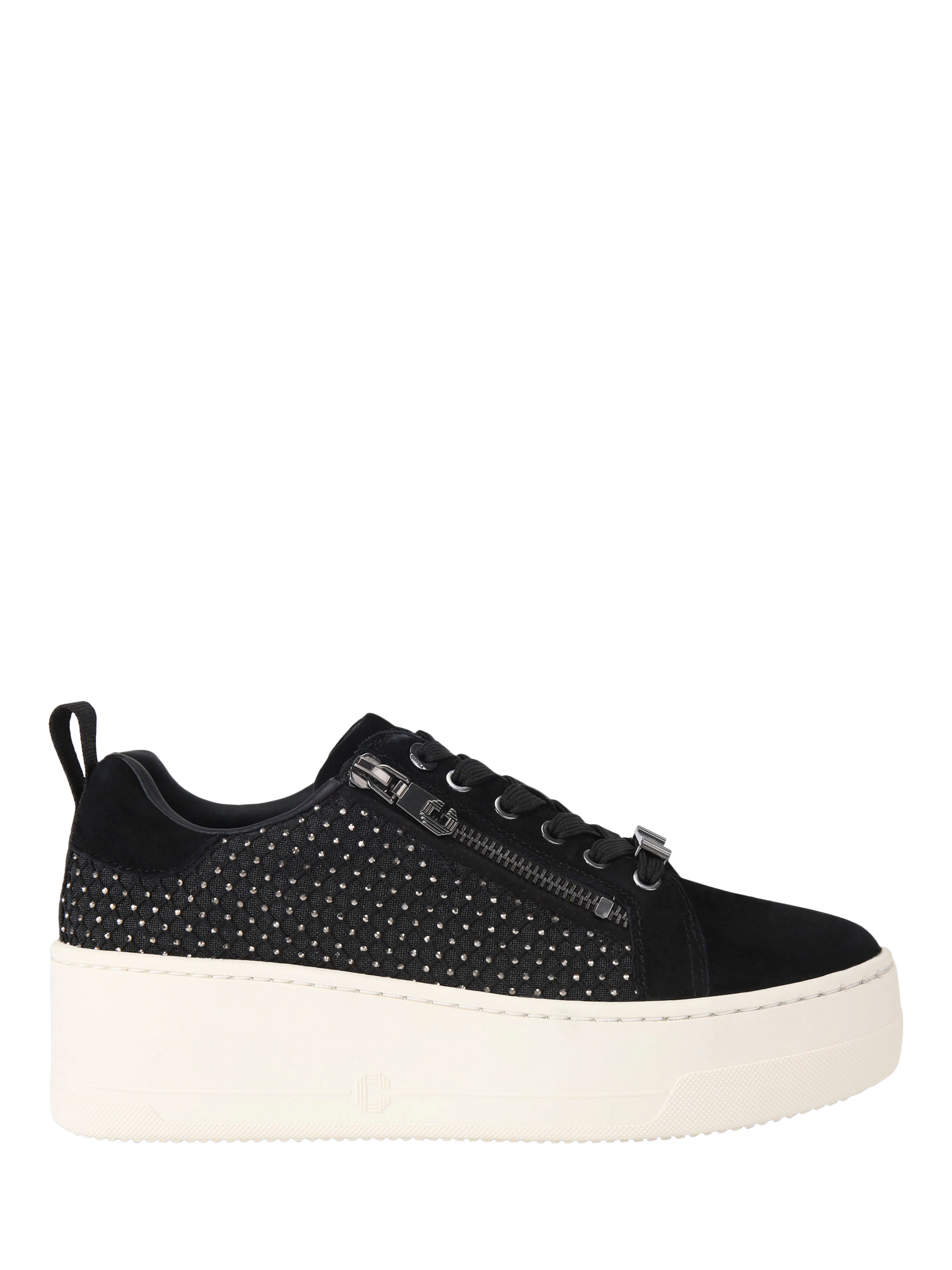 Product image 1 of 4, which shows Carvela Connected Zip Hotsox Suede Trainers, Black Black, 3