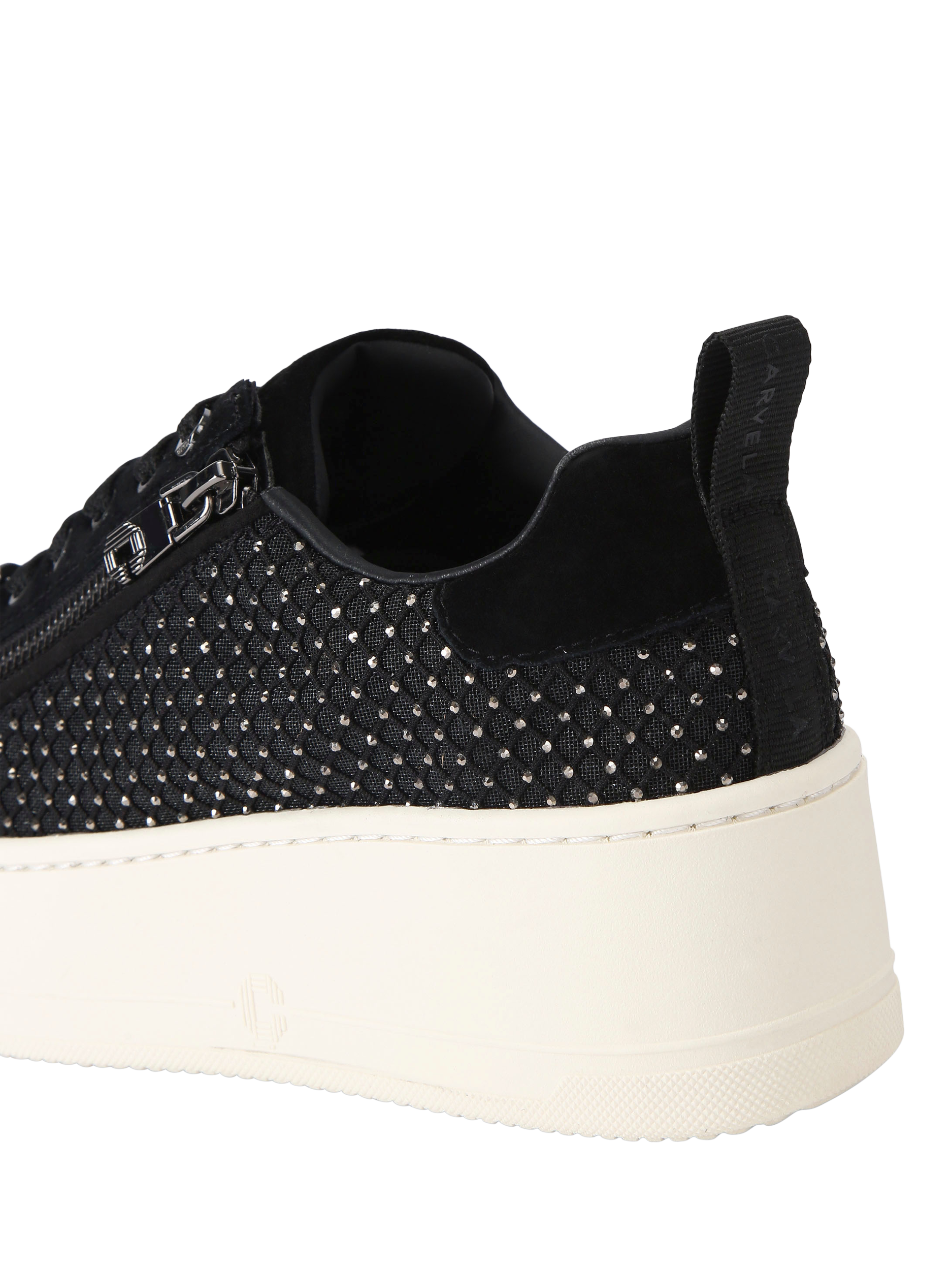 Product image 3 of 4, which shows Carvela Connected Zip Hotsox Suede Trainers, Black Black, 3