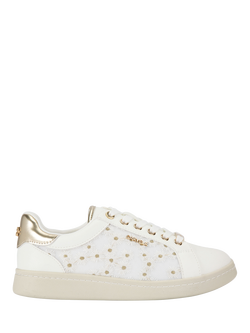 Carvela Fiora Embellished Lace Up Trainers, White/Multi, White/Multi