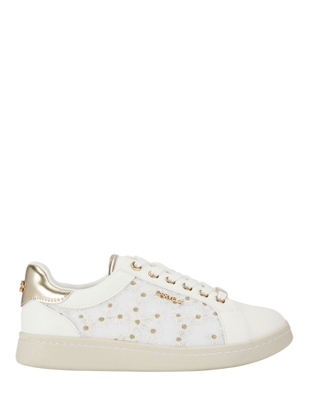 Carvela Fiora Embellished Lace Up Trainers, White/Multi, White/Multi