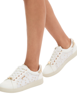 Carvela Fiora Embellished Lace Up Trainers, White/Multi - view 2, White/Multi
