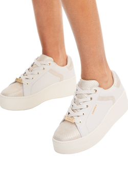Carvela Perenne Leather Chunky Trainers, Natural/Multi - view 2, Natural/Multi