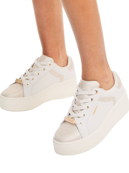 Carvela Perenne Leather Chunky Trainers, Natural/Multi - view 2, Natural/Multi