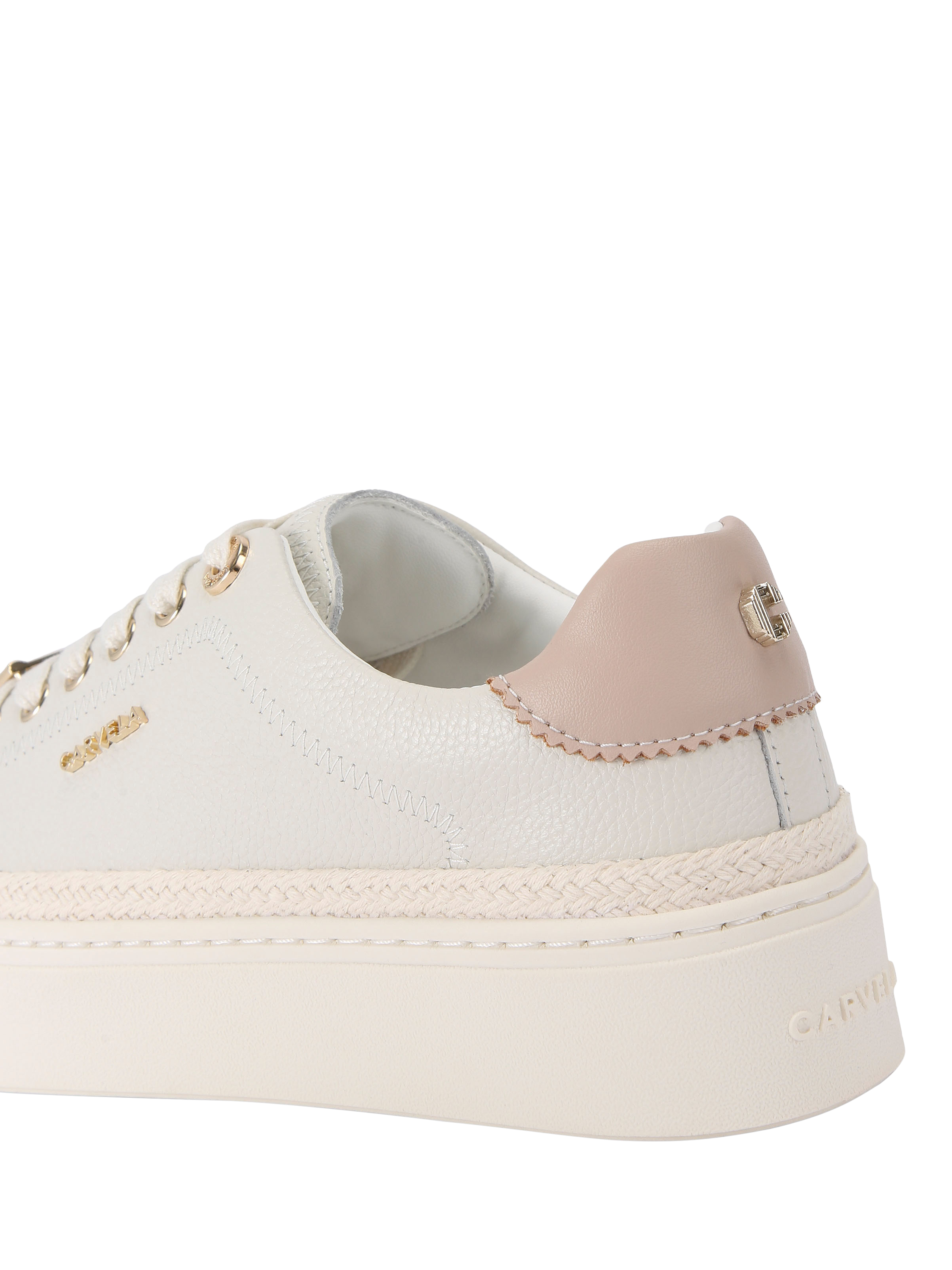 Product image 3 of 4, which shows Carvela Caprese Leather Lace Up Trainers, White, 3