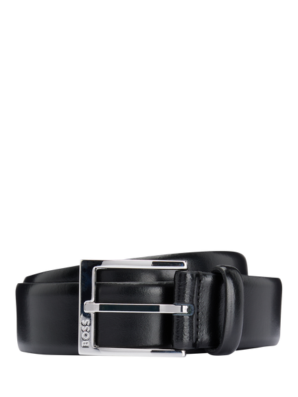 BOSS Made in Italy Leather Belt, Black, Black