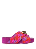 Kurt Geiger London Chelsea Drench Cross Strap Slider Sandals, Pink Fuchsia, 3