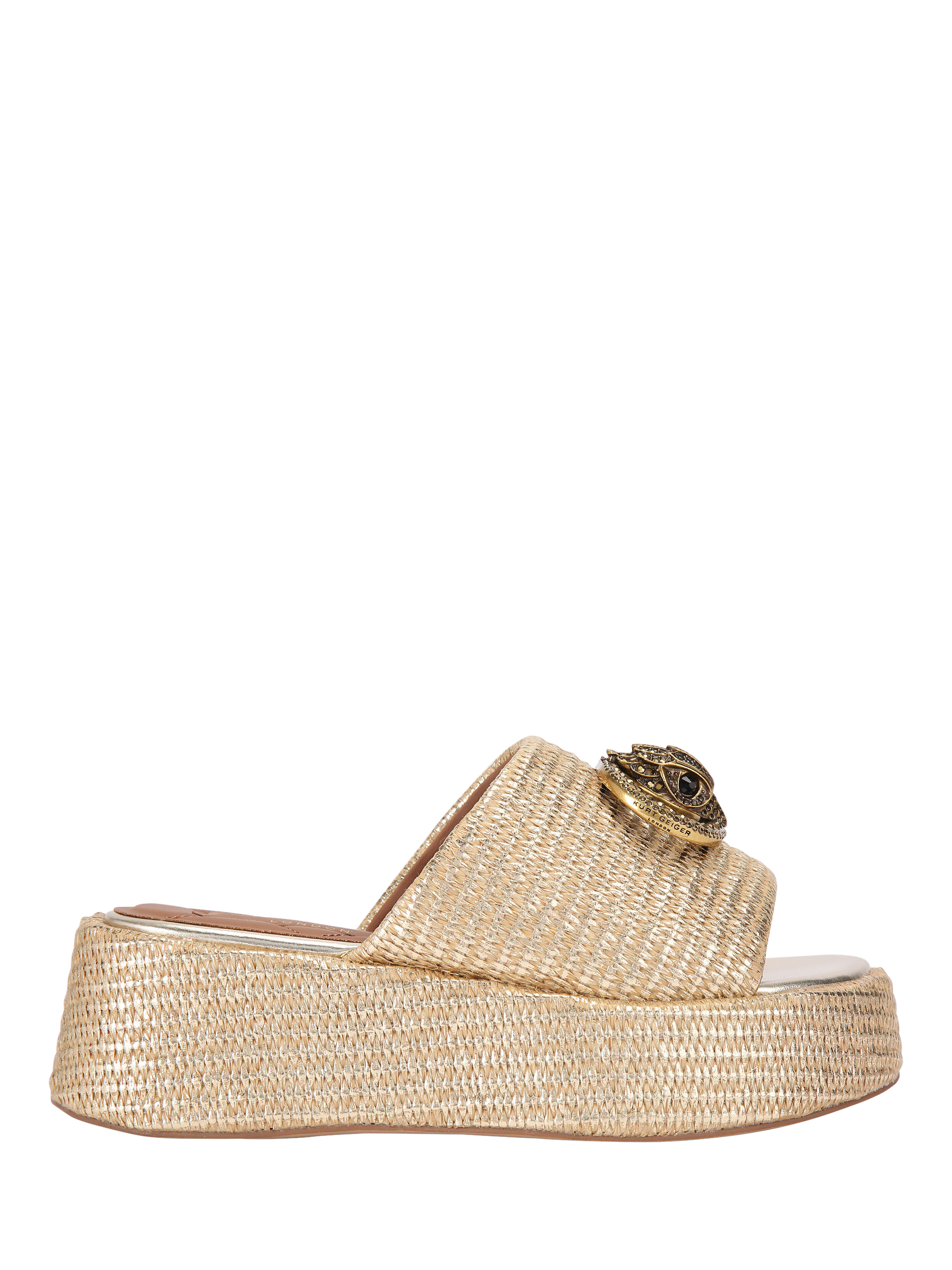 Product image 1 of 7, which shows Kurt Geiger London Chelsea Flatform Mule Sandals, Natural, 3