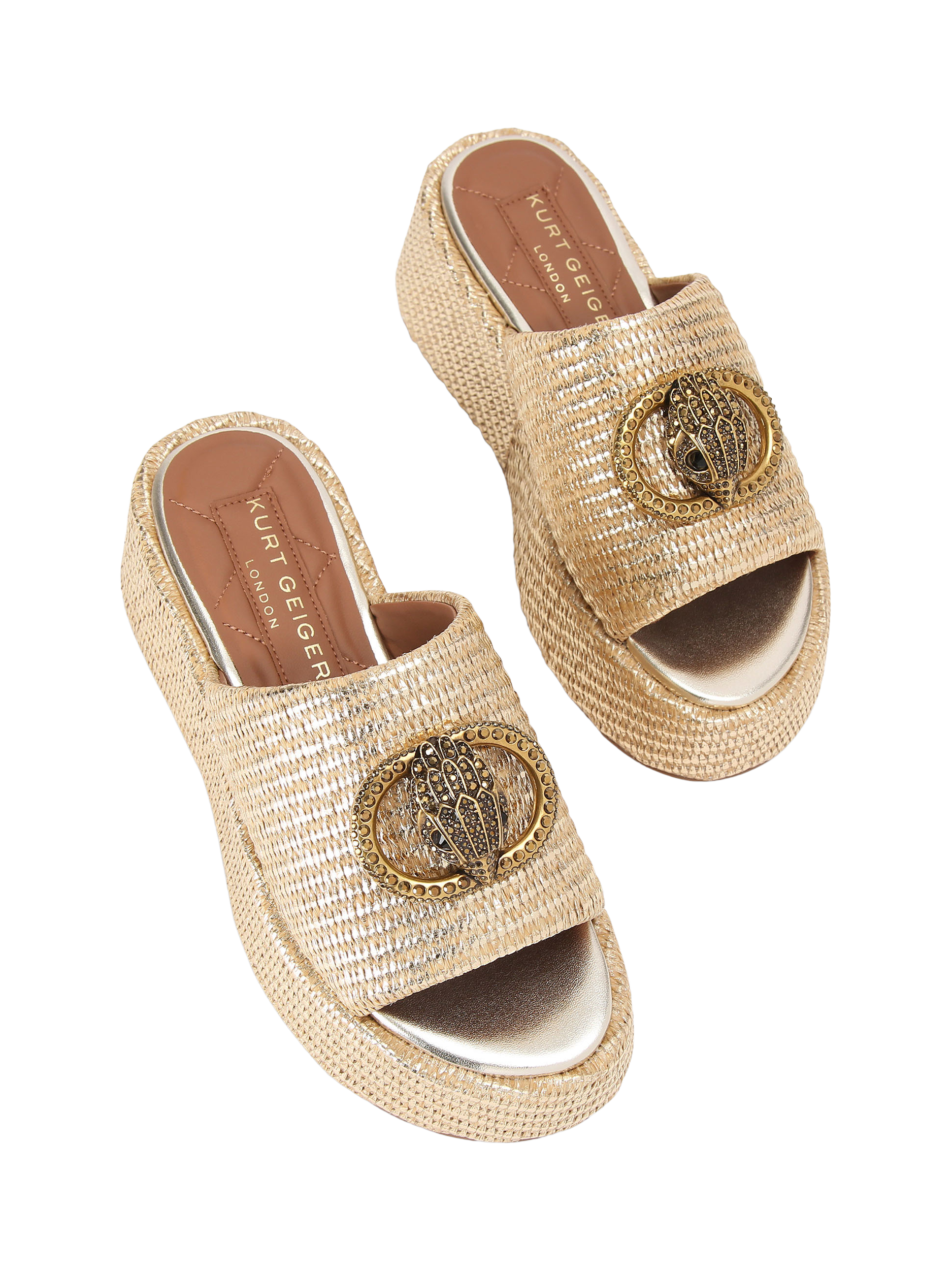 Product image 3 of 7, which shows Kurt Geiger London Chelsea Flatform Mule Sandals, Natural, 3