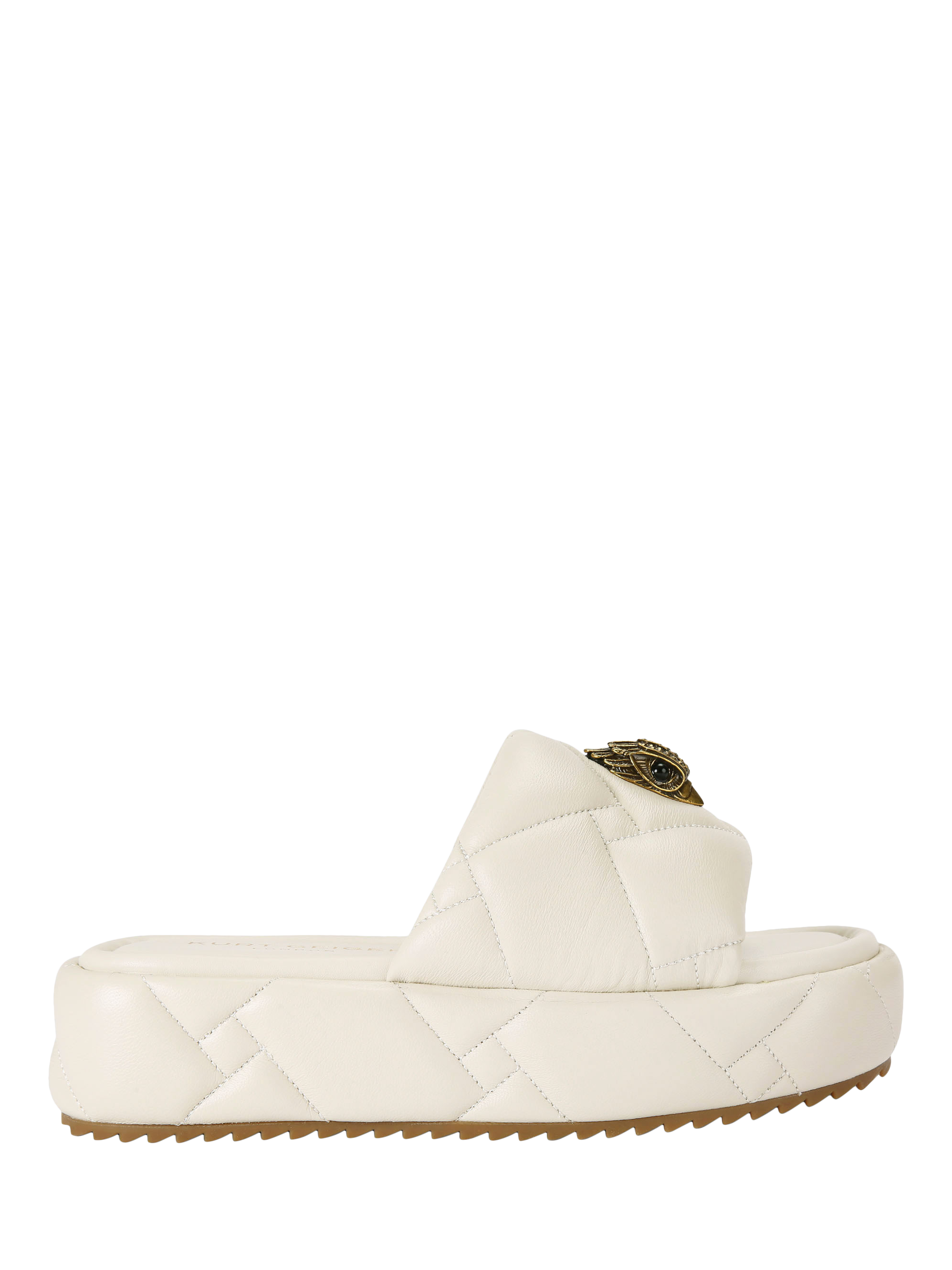 Product image 1 of 6, which shows Kurt Geiger London Kensington Puff Leather Platform Sandals, Putty, 3