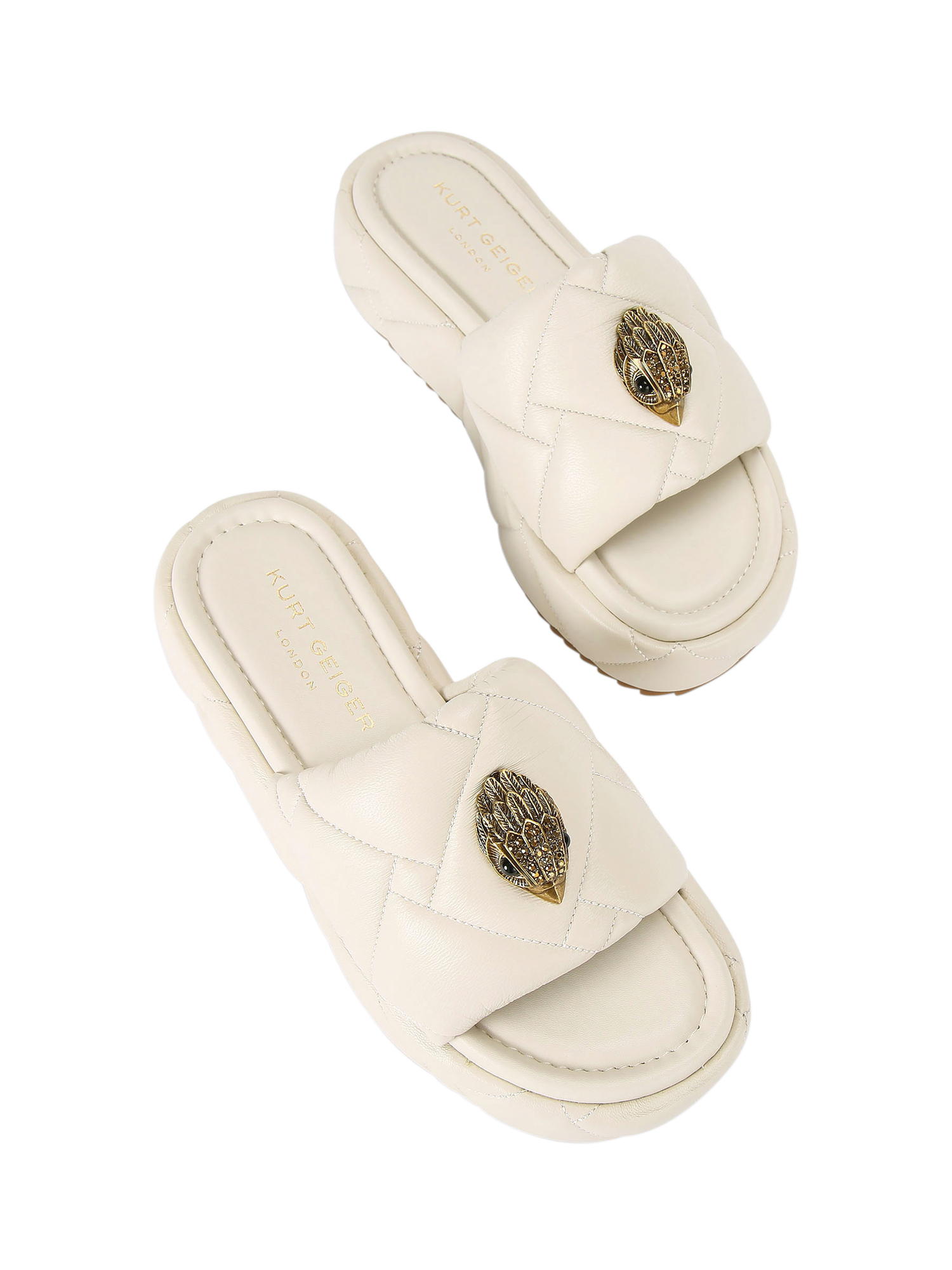 Product image 3 of 6, which shows Kurt Geiger London Kensington Puff Leather Platform Sandals, Putty, 3