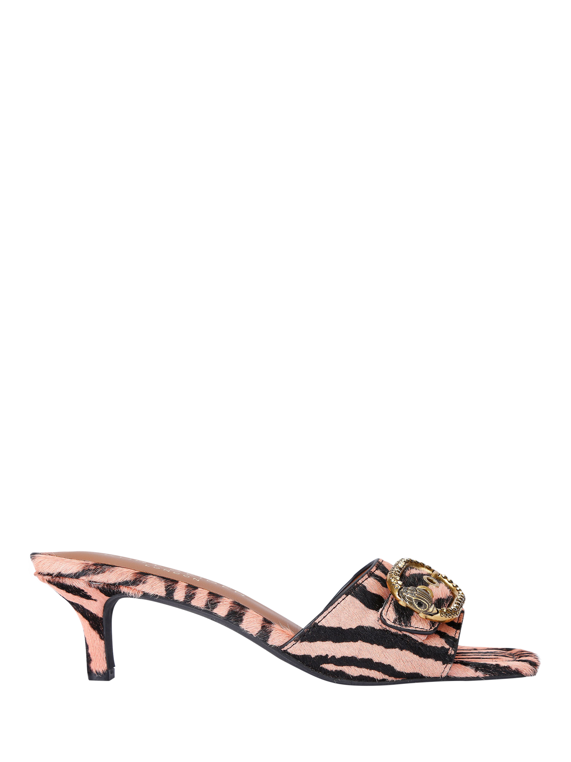 Kurt Geiger London Mayfair Zebra Leather Heeled Mules, Pink/Black