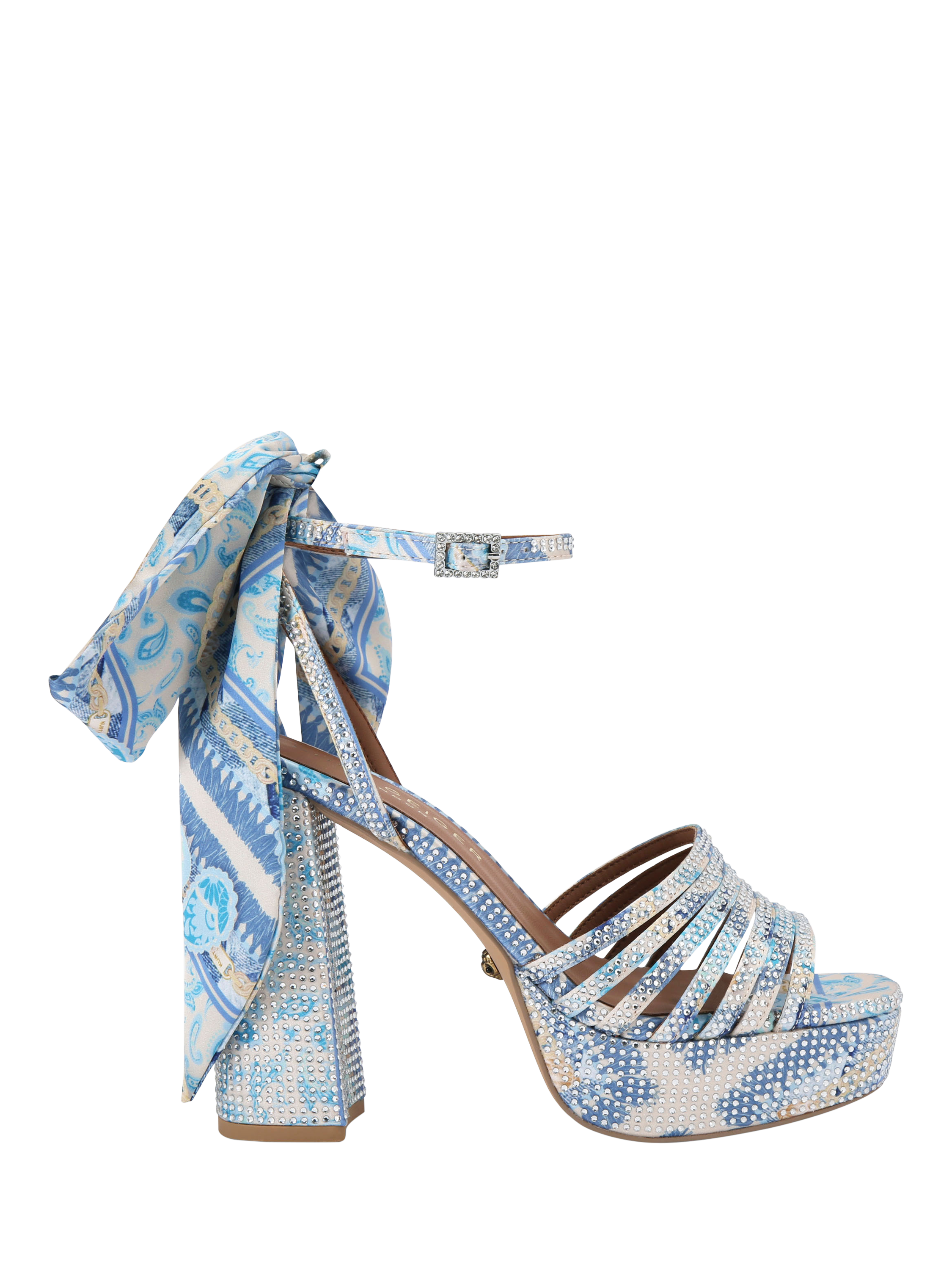 Kurt Geiger London Pierra Ankle Tie Platform Sandals, Blue/Multi