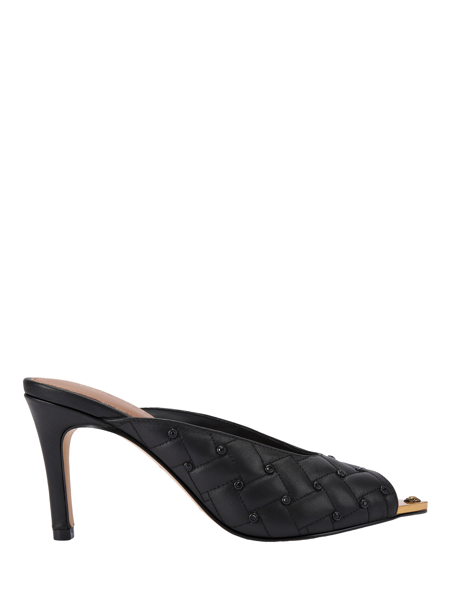 Kurt Geiger London Regent Crystal Woven Leather Pointed Heeled Mules, Black/Gold