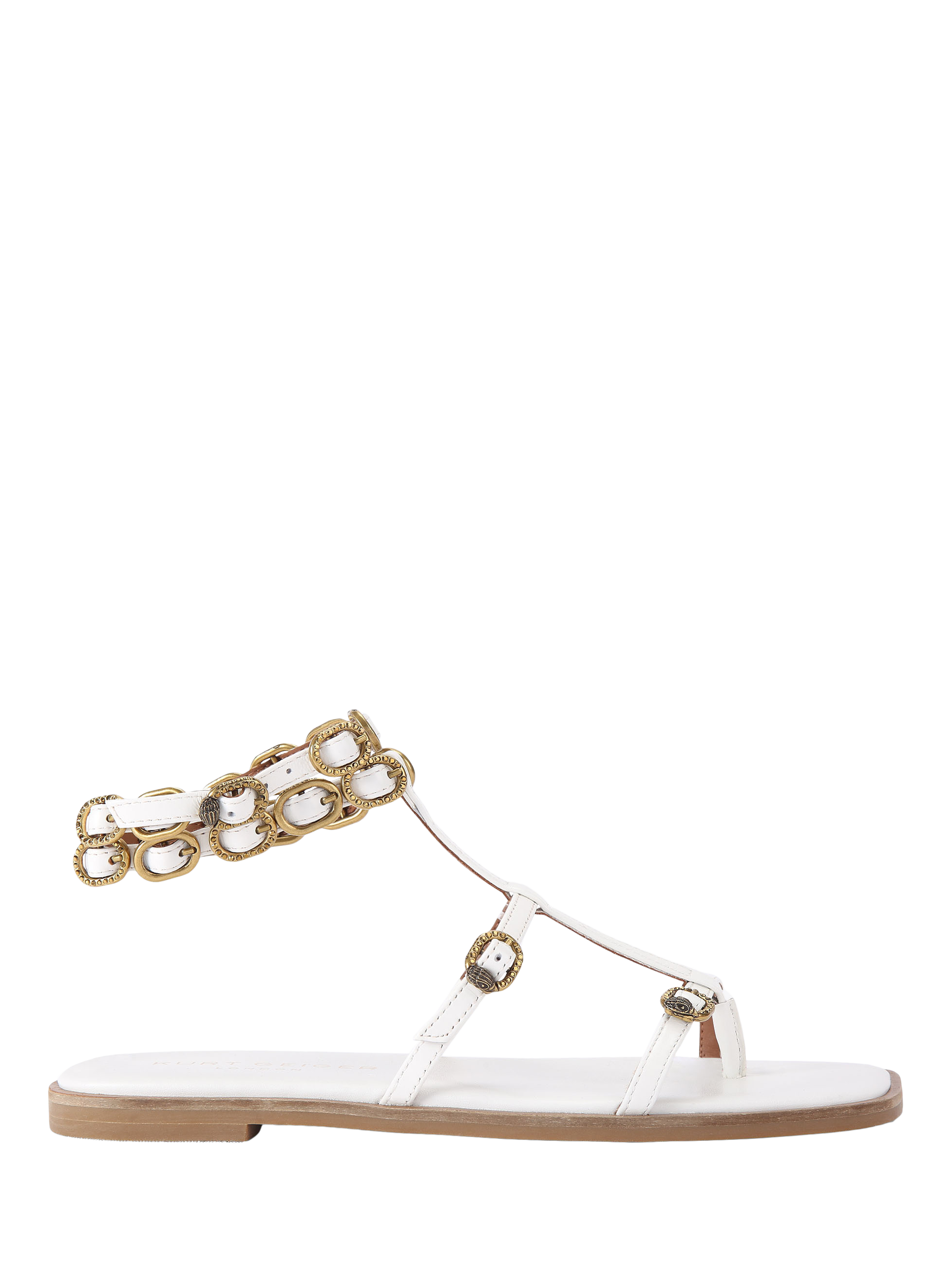 Kurt Geiger London Regent Leather Buckle Detail Gladiator Sandals, White