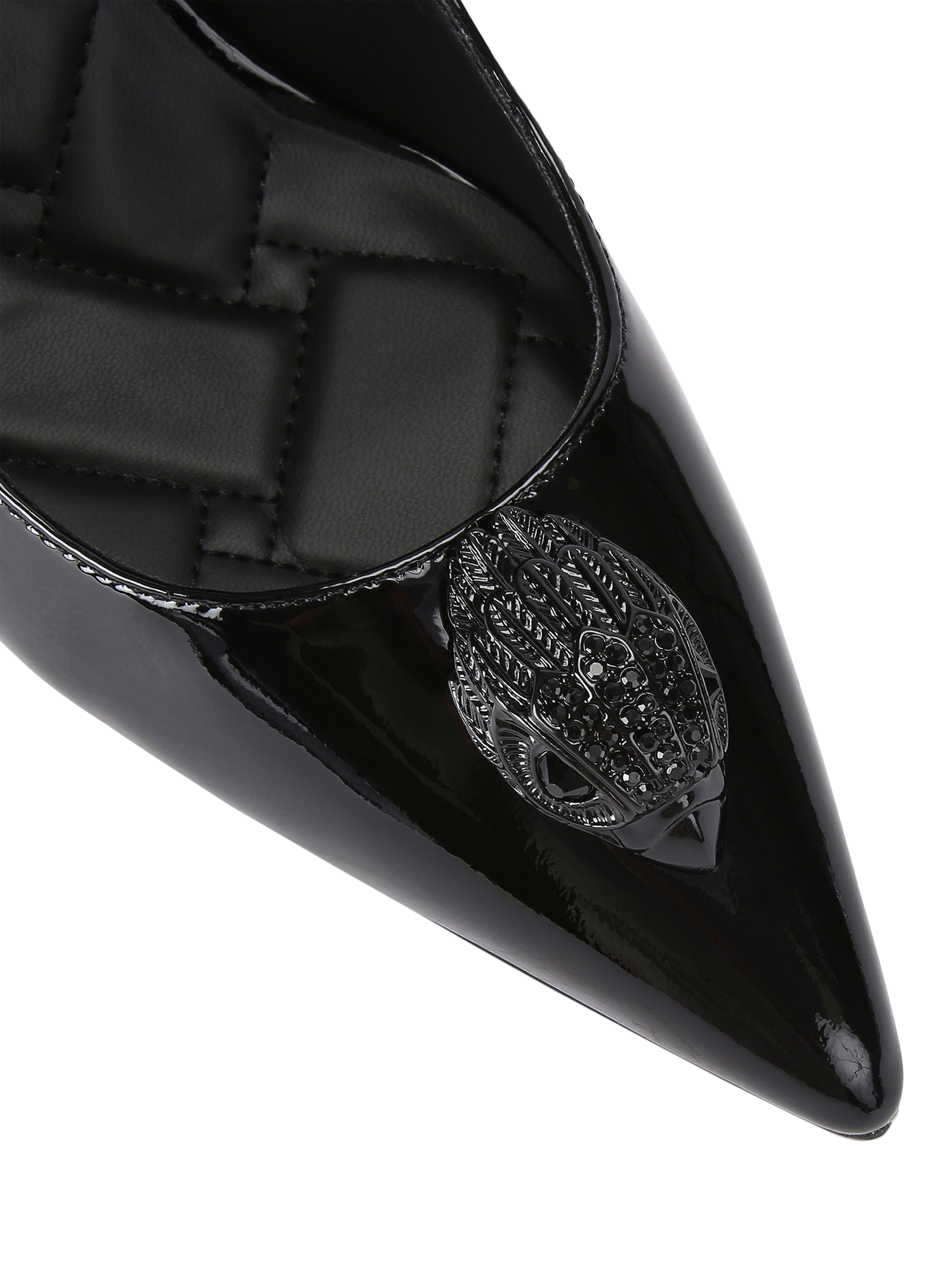 Product image 5 of 6, which shows Kurt Geiger London Belgravia Patent Leather Stiletto Heel Court Shoes, Black, 3