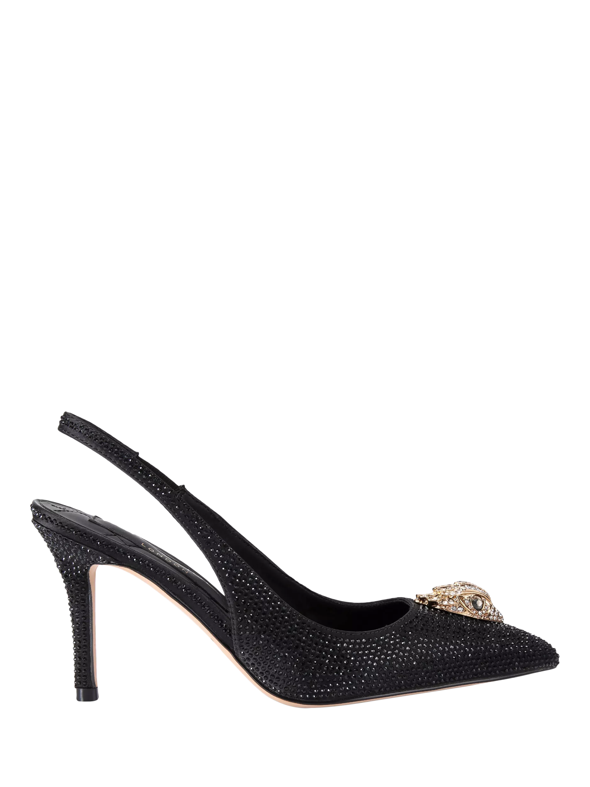 Kurt Geiger London Belgravia Embellished Stiletto Heel Slingback Court Shoes, Black