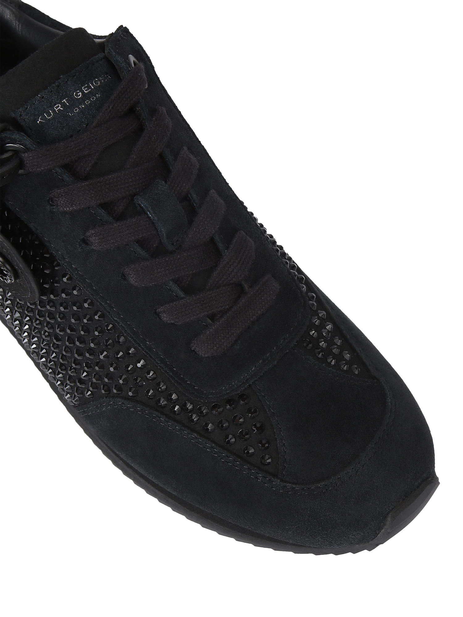 Product image 4 of 4, which shows Kurt Geiger London Chelsea Drench Crystal Tag Trainers, Black, 3