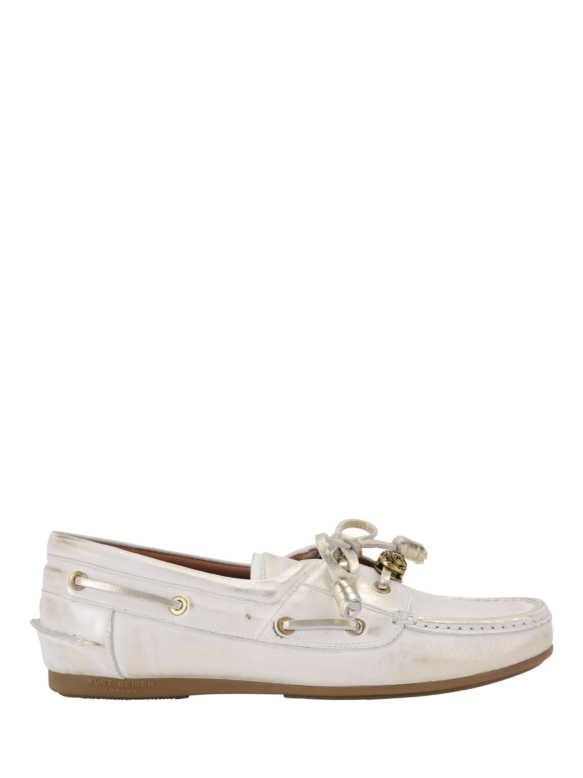 Kurt Geiger London Chelsea Tie Leather Moccasins, White/Multi