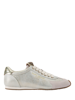 Kurt Geiger London Islington Metallic Suede Trainers, White, White