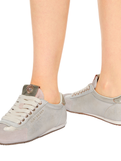 Kurt Geiger London Islington Metallic Suede Trainers, White - view 2, White