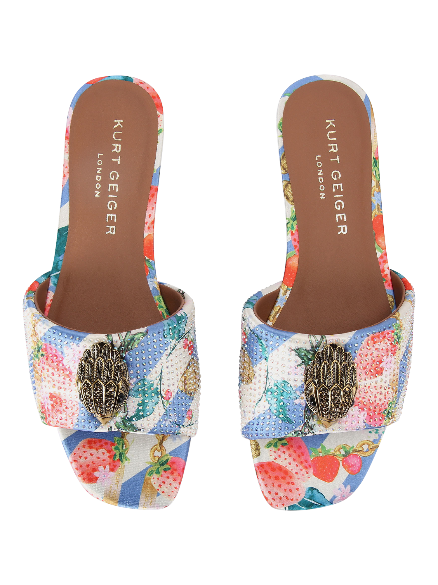 Product image 3 of 6, which shows Kurt Geiger London Kensington Flat Sandals, White Multi White, 3
