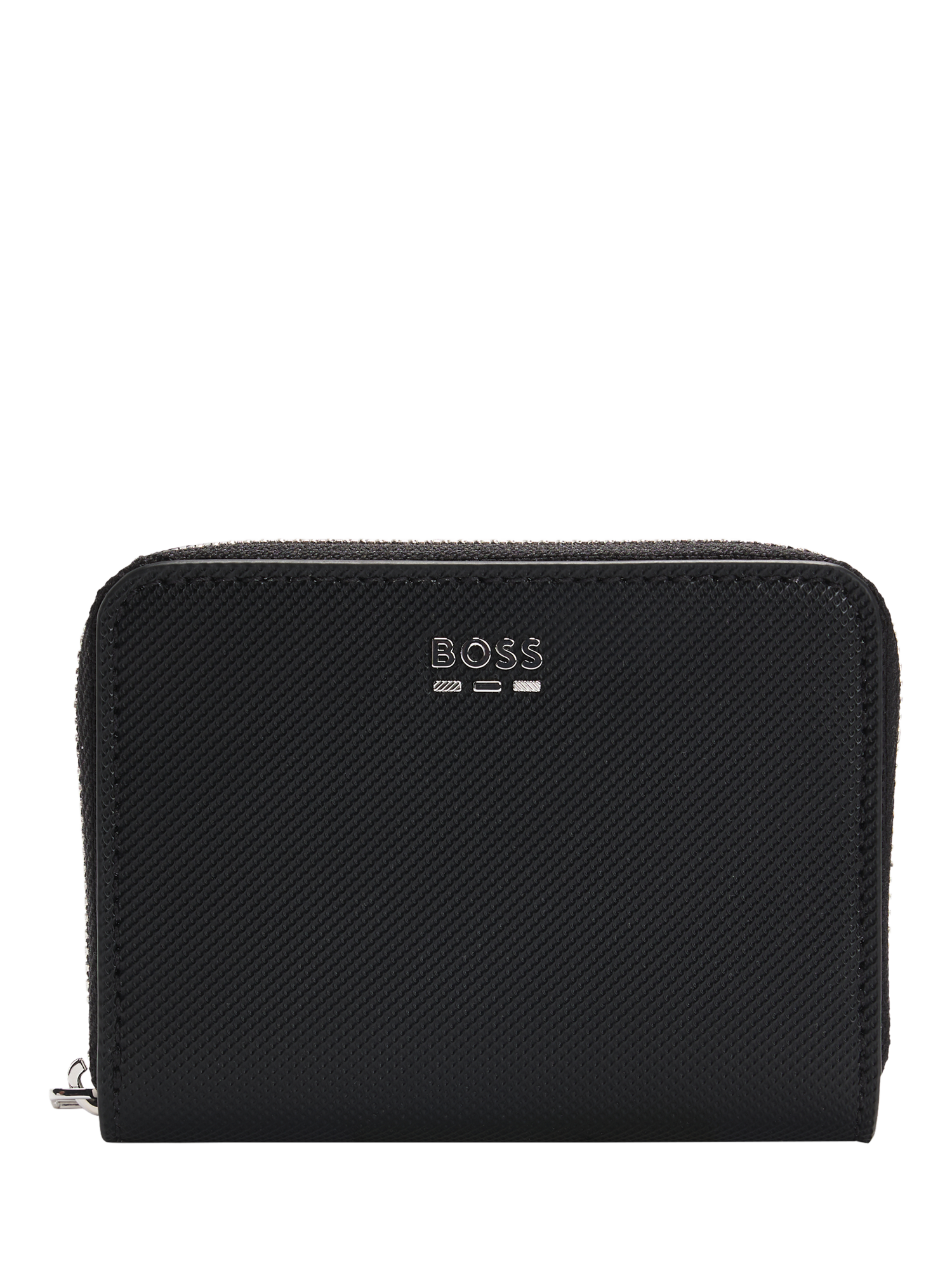 Product image 1 of 4, which shows BOSS Textured Faux Leather Ziparound Wallet, Black, One Size