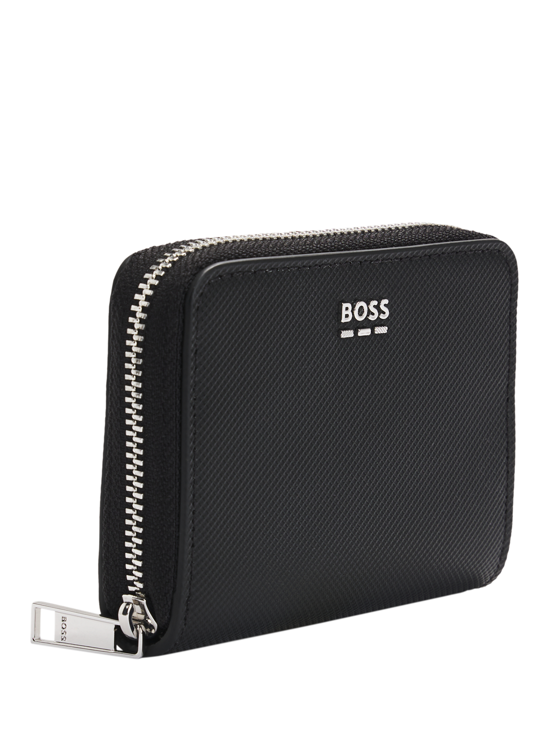 Product image 2 of 4, which shows BOSS Textured Faux Leather Ziparound Wallet, Black, One Size
