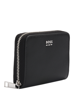 BOSS Textured Faux Leather Ziparound Wallet, Black - view 2, Black