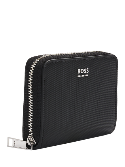 BOSS Textured Faux Leather Ziparound Wallet, Black - view 2, Black