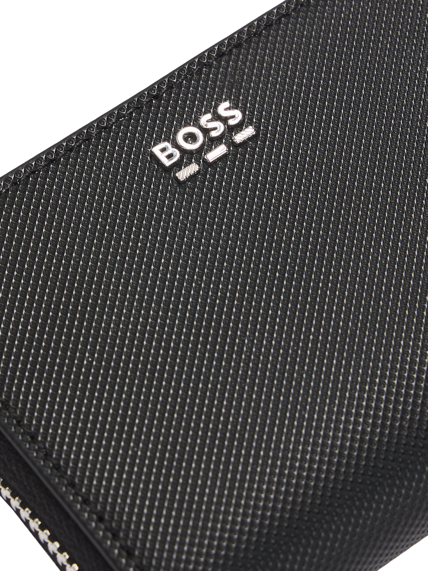 Product image 4 of 4, which shows BOSS Textured Faux Leather Ziparound Wallet, Black, One Size