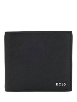 BOSS Monogram Leather Folding Wallet, Black - view 2, Black