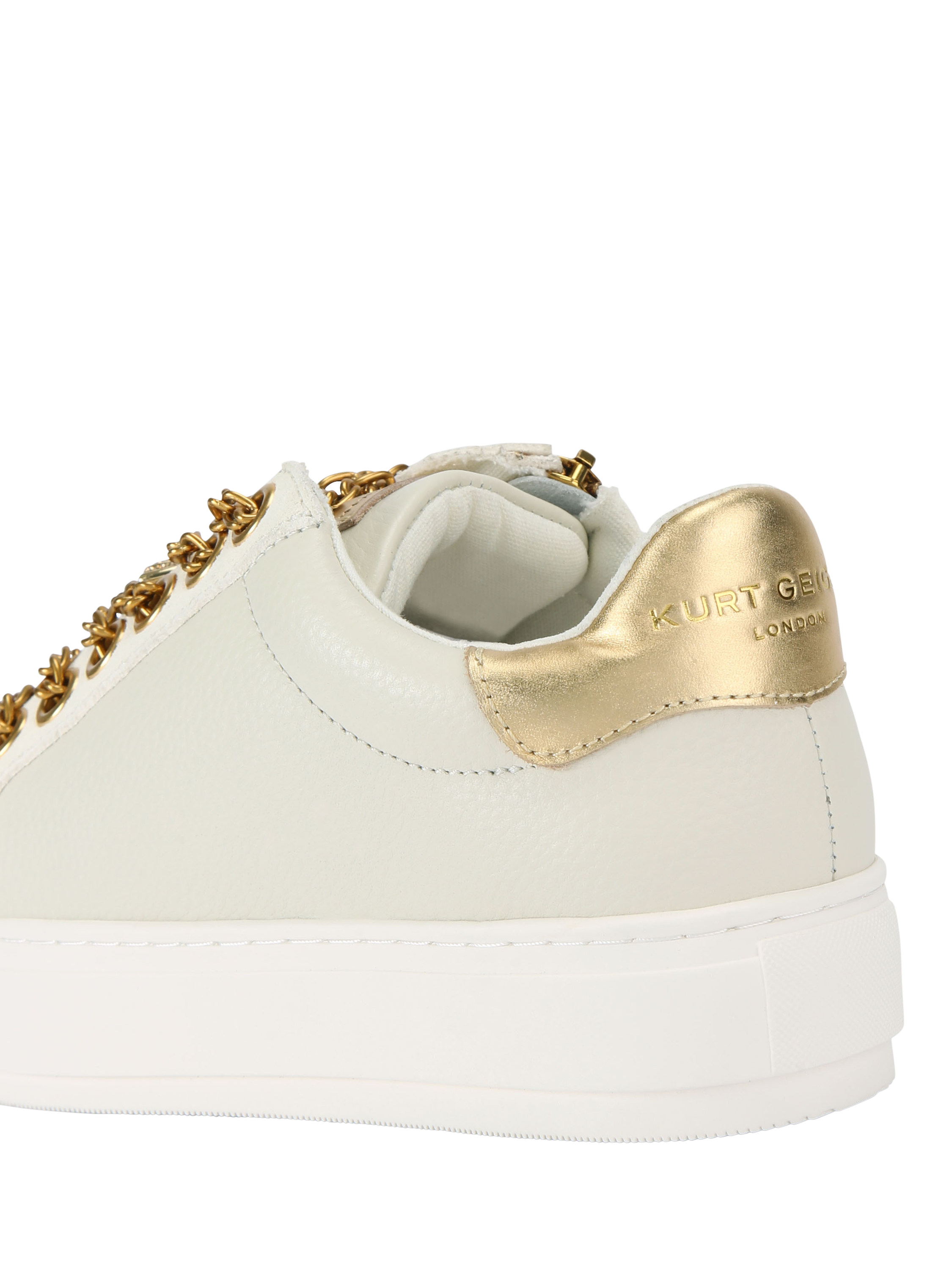 Product image 5 of 6, which shows Kurt Geiger London Laney Charm Leather Trainers, White/Multi, 3