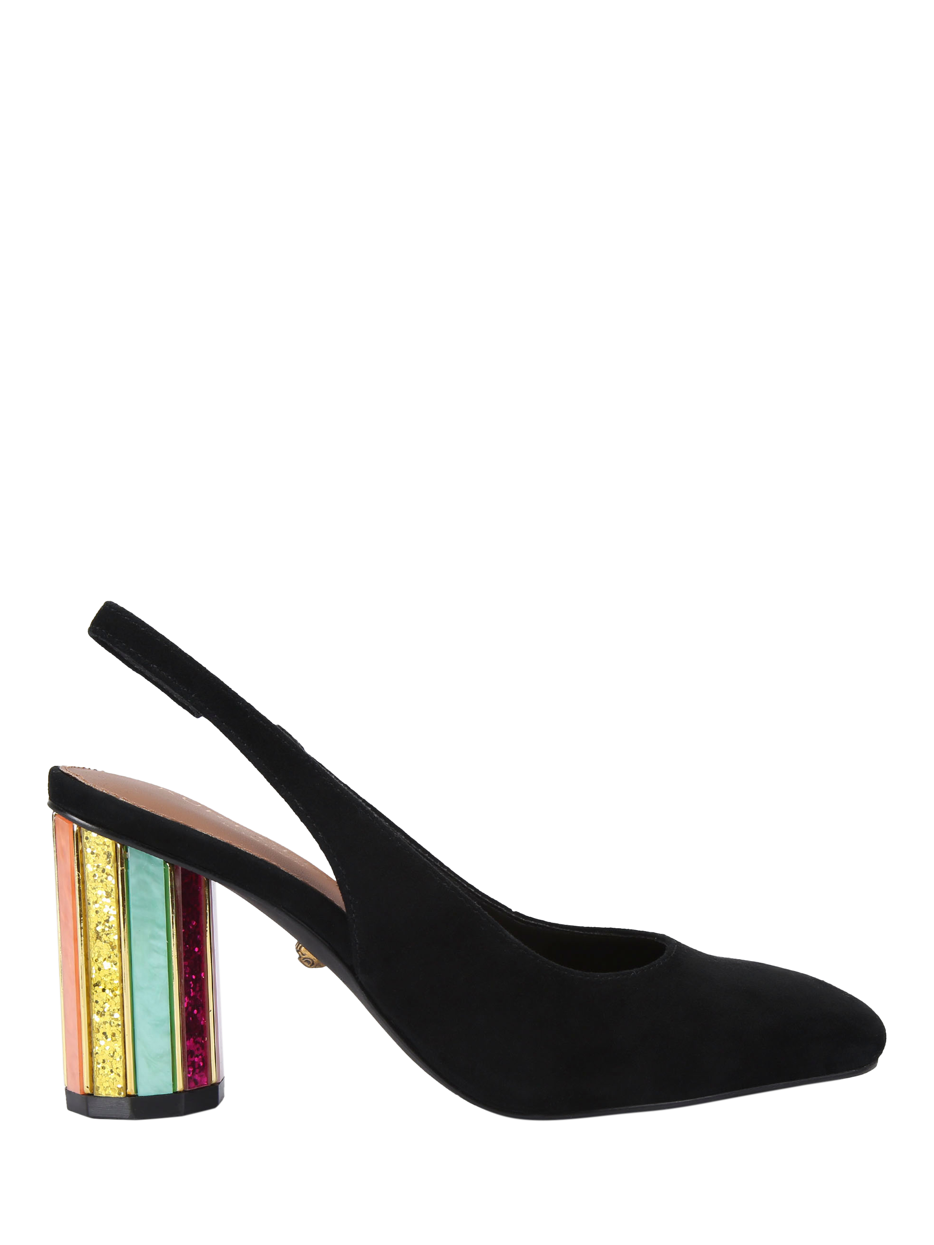 Kurt Geiger London Perspex Suede Heeled Slingbacks, Black/Multi
