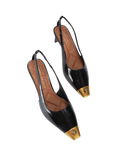 Kurt Geiger London Regent Patent Low Open Heeled Courts, Black, Black