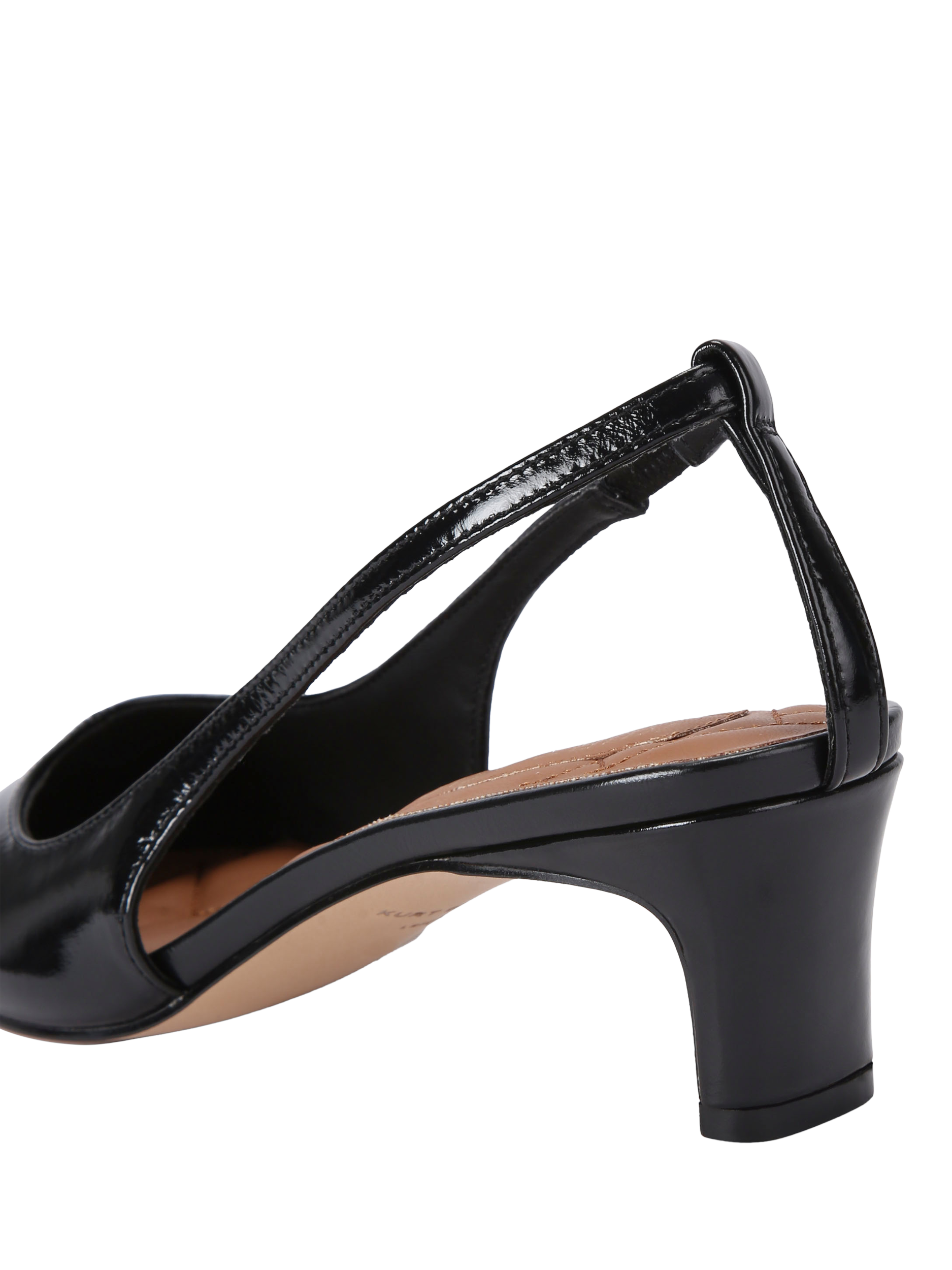 Product image 3 of 4, which shows Kurt Geiger London Regent Patent Low Open Heeled Courts, Black, 3