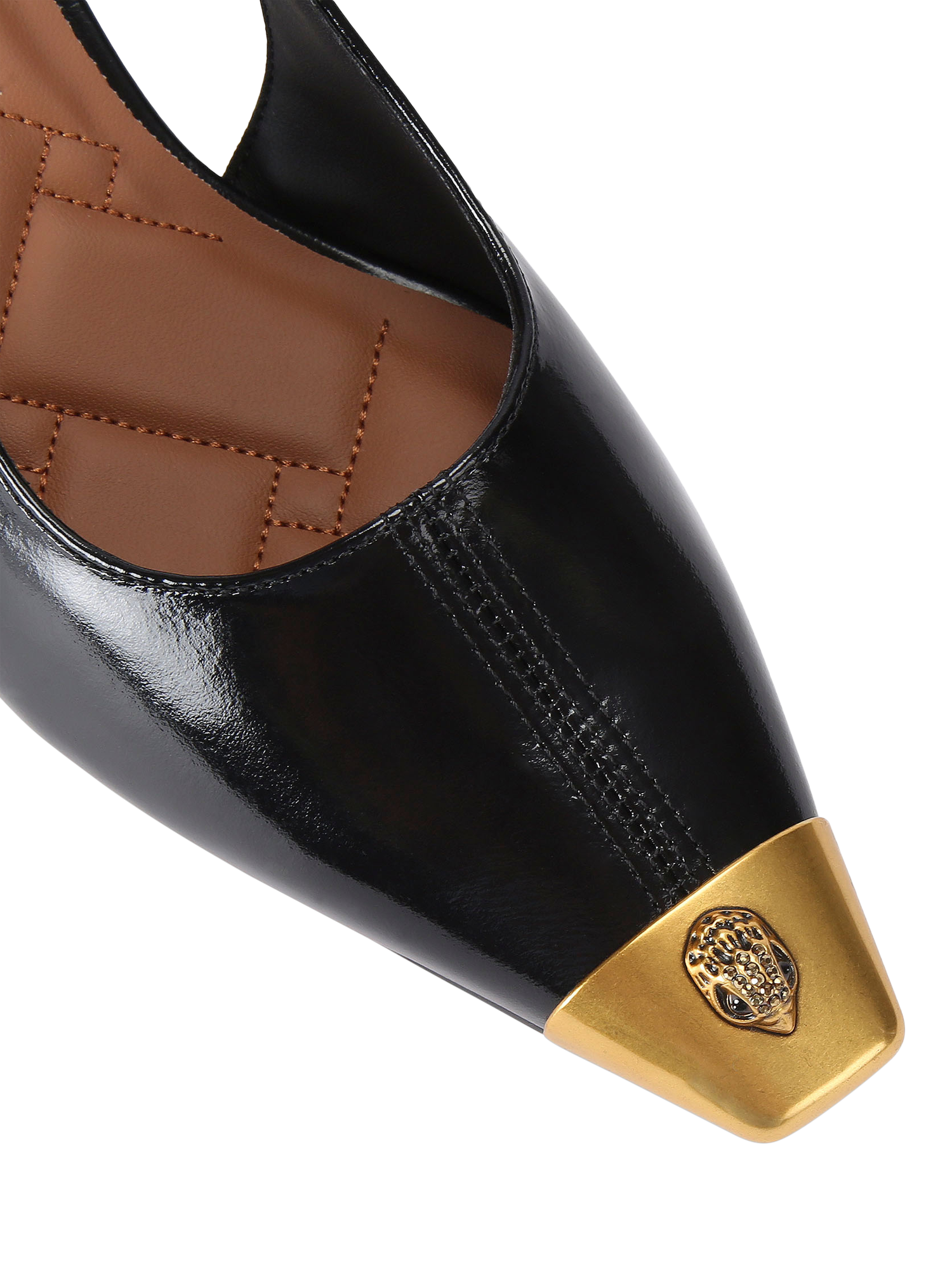 Product image 4 of 4, which shows Kurt Geiger London Regent Patent Low Open Heeled Courts, Black, 3