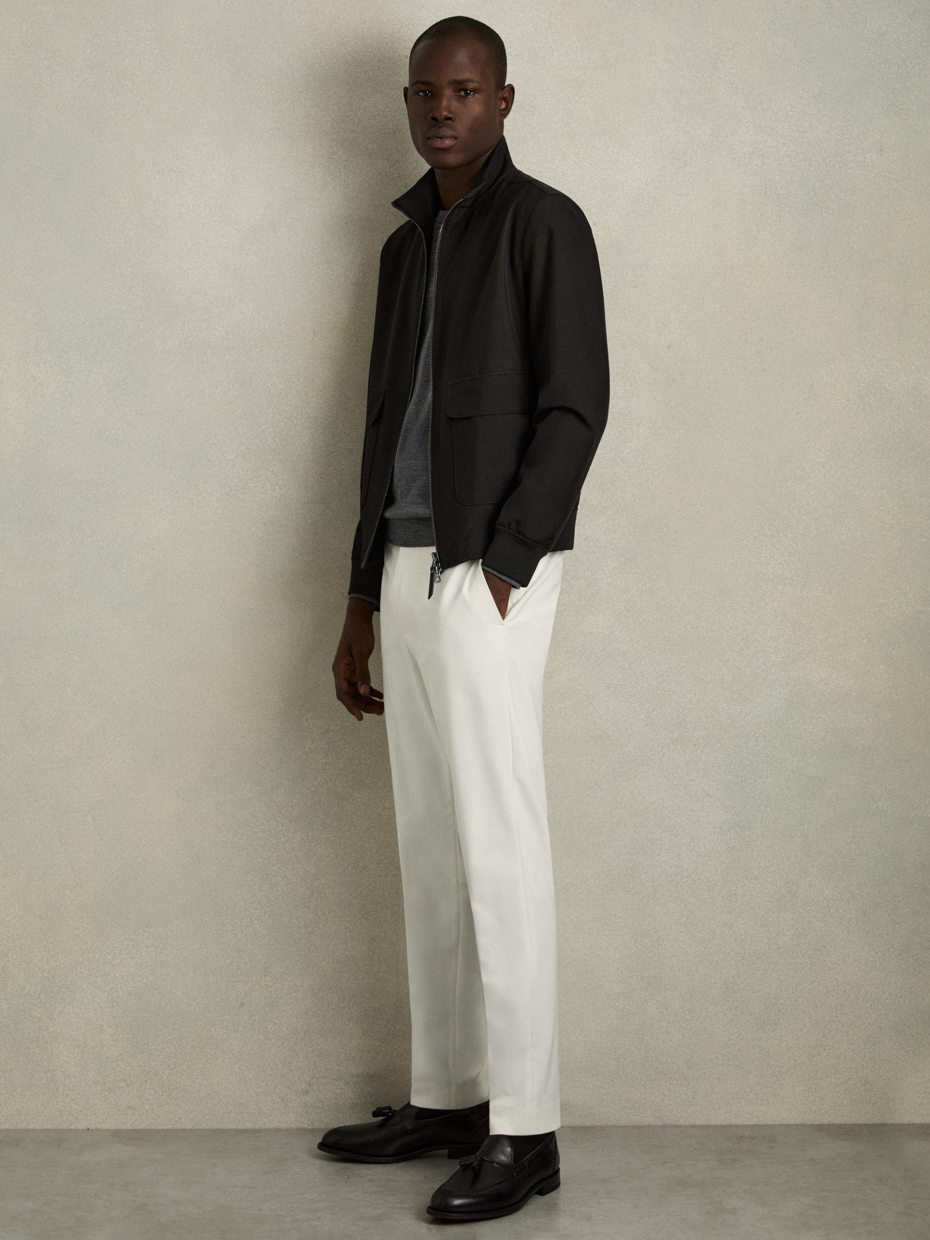 Product image 4 of 5, which shows Reiss Rufus Zip-Through Funnel-Neck Jacket, Black, XS