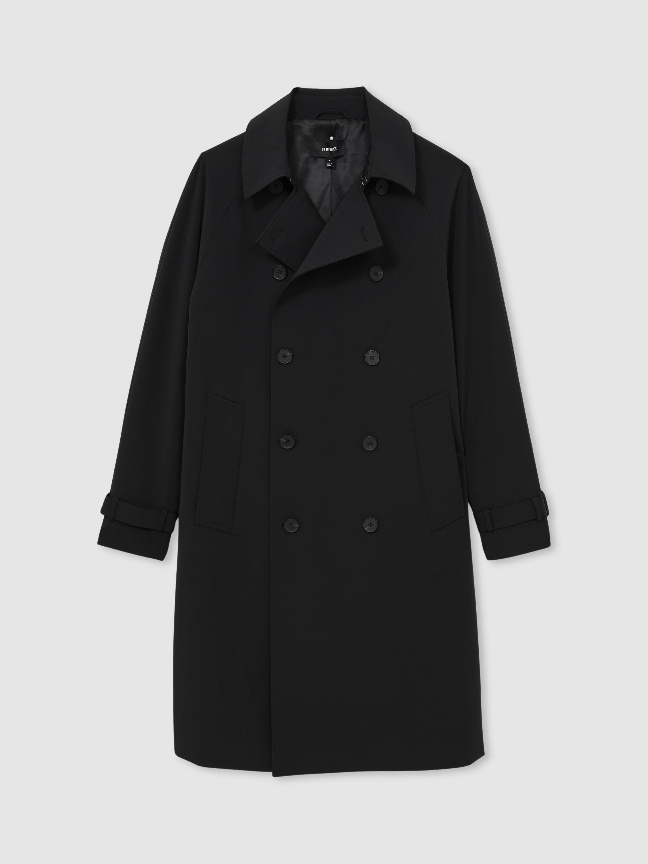 Product image 3 of 5, which shows Reiss Scramble Double Breasted Long Trench Coat, Black, M