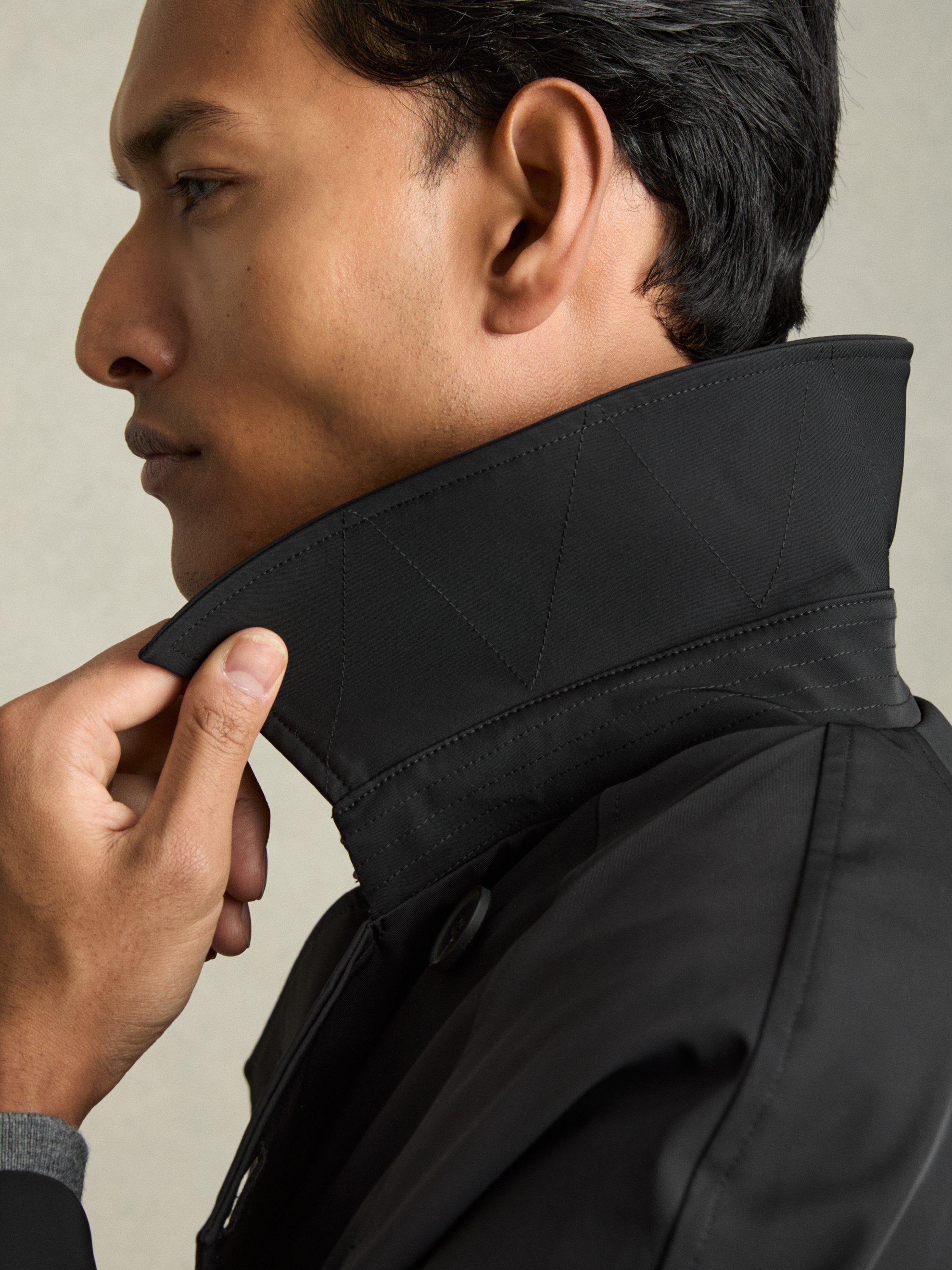 Product image 5 of 5, which shows Reiss Scramble Double Breasted Long Trench Coat, Black, M