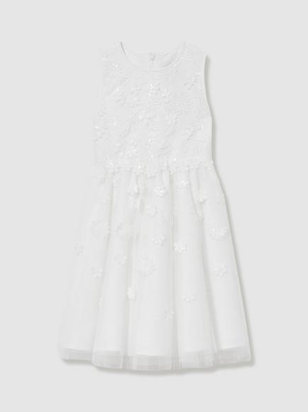 Reiss Kids' Clementine Tulle Dress, Ivory, Ivory