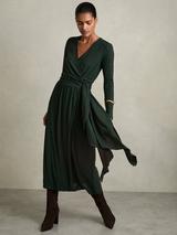 Reiss Petite Alina Belted Jumper Dress, Navy